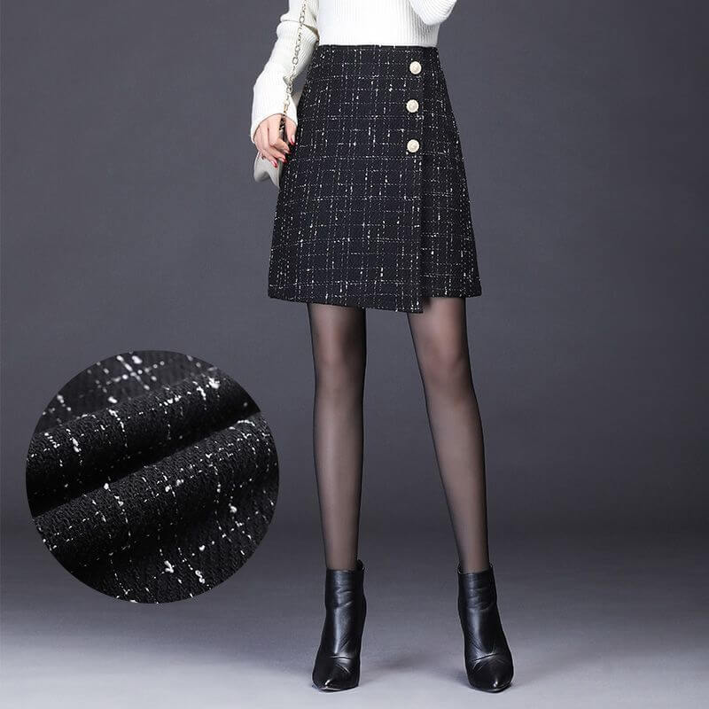 Women's High Waist Slimming Plaid Skirt $40.50 Dana Fashion Color: Beige Size: L Women's clothing Product information: Pattern: see details Fabric name: Polyester Skirt-type: A- line skirt Color: Black, creamy-white, classic black plaids, classic apricot