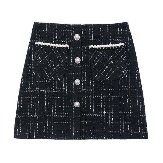 Women's High Waist Slimming Plaid Skirt $40.50 Dana Fashion Color: Beige Size: L Women's clothing Product information: Pattern: see details Fabric name: Polyester Skirt-type: A- line skirt Color: Black, creamy-white, classic black plaids, classic apricot