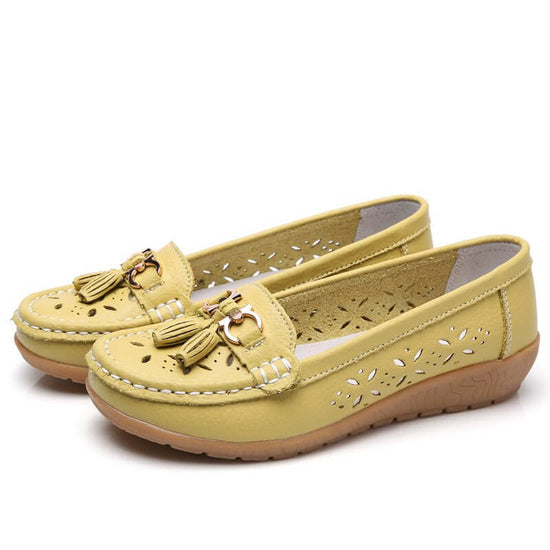 Women's Hollow Leather Shoes Soft Bottom Wedge Hole $34.90 Dana Fashion Color: Apple Green Hollow Out Size: 36 Women's shoes Product information: Color: white hollow-out, black cutout, dark blue hollow, light blue hollow, orange hollow, wine red hollow, R