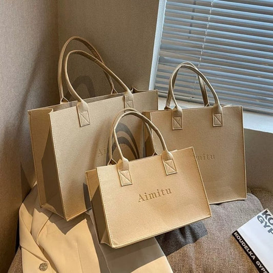 Women's Ins Large Capacity Travel Good-looking All-match Felt Portable Gift Bag $15.00 Dana Fashion Color: All kinds of coffee Specification Size: L Women's Bags Product information: Composition and content: Chemical Fiber Another name: Letter felt handba