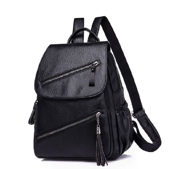 Women's Korean-style Fashionable Pu Soft Leather Casual Backpack $32.30 Dana Fashion Color: Black Women's Bags Product information: Lining texture: Polyester Applicable scenario: leisure travel Color: Black, Brown,, Black large, brown large size, Outer ba