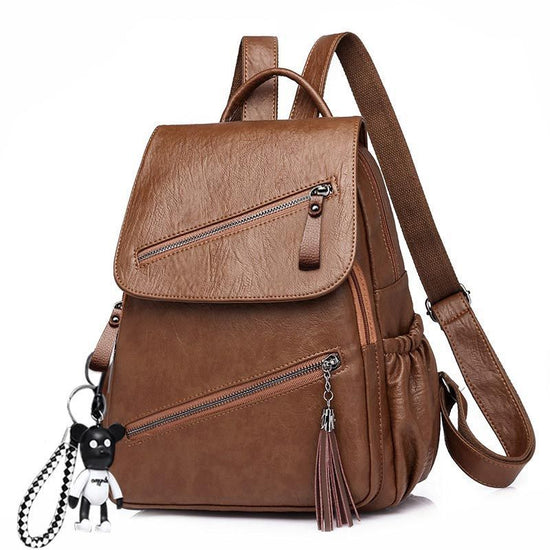 Women's Korean-style Fashionable Pu Soft Leather Casual Backpack $32.30 Dana Fashion Color: Black Women's Bags Product information: Lining texture: Polyester Applicable scenario: leisure travel Color: Black, Brown,, Black large, brown large size, Outer ba