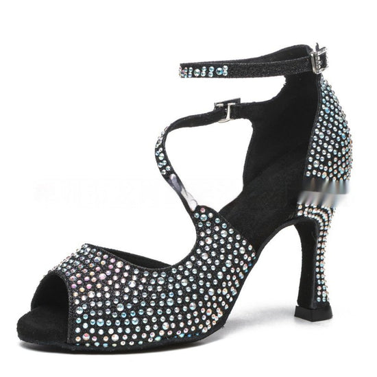 Women's Latin Dance Mid-high Heel Dance Shoe Women $95.66 Dana Fashion Color: Black 10cm Heel Size: 34 Women's shoes Product information: Thickness: ordinary thickness Applicable Gender: Female Uses: ballet, modern dance, Latin dance Function: Lightweight