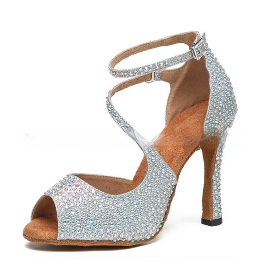Women's Latin Dance Mid-high Heel Dance Shoe Women $95.66 Dana Fashion Color: Black 10cm Heel Size: 34 Women's shoes Product information: Thickness: ordinary thickness Applicable Gender: Female Uses: ballet, modern dance, Latin dance Function: Lightweight