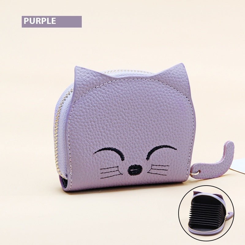 Women's Leather Card Holder Sweet Cartoon Pendant $25.60 Dana Fashion Color: Purple Women's Bags Product information: Color: mint green, elephant gray, pink, black, yellow, rose red, purple, brown Applicable Gender: Female Function: Storage Material: genu