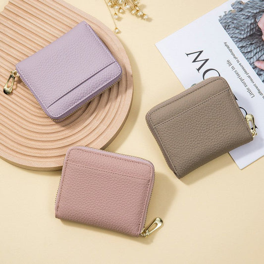 Women's Leather Multi-functional Short Wallet $36.50 Dana Fashion Color: Black Women's Bags Product information: Color: black, light pink, elephant gray, denim blue, light purple, khaki Leather features: first layer cowhide Function: storage, anti-theft c