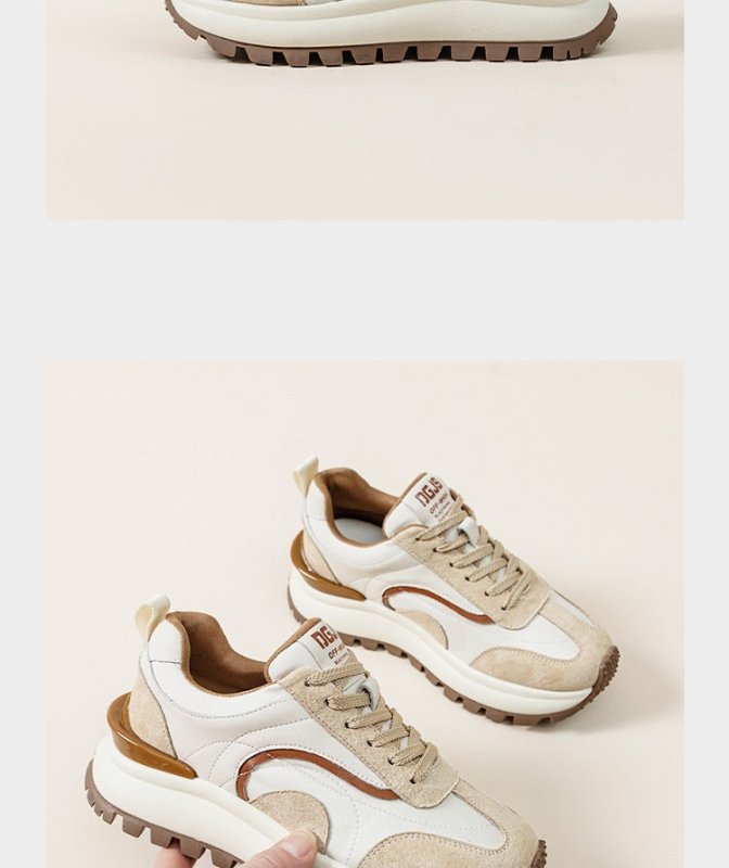 Women's Leather Platform Sports Casual Shoes $92.65 Dana Fashion Color: Brown Size: 35 Women's shoes Product information: Pattern: stripes Applicable sports: Universal Lening material: Microfiber Color: brown, pink Upper height: low top Very height: mid h