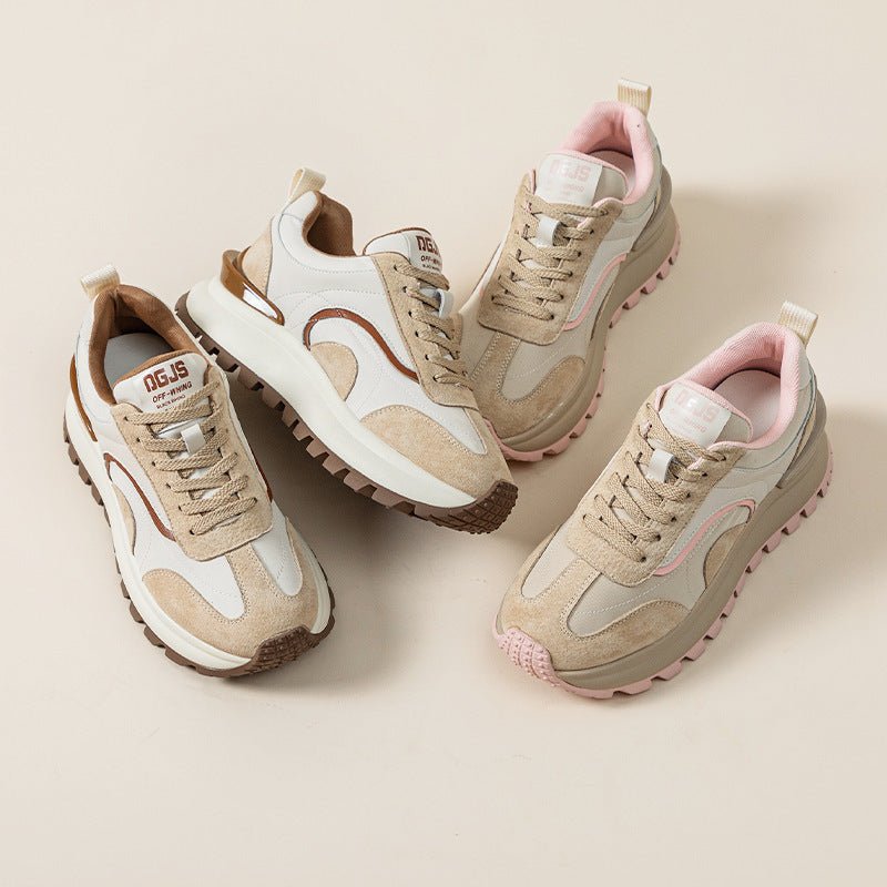 Women's Leather Platform Sports Casual Shoes $92.65 Dana Fashion Color: Brown Size: 35 Women's shoes Product information: Pattern: stripes Applicable sports: Universal Lening material: Microfiber Color: brown, pink Upper height: low top Very height: mid h