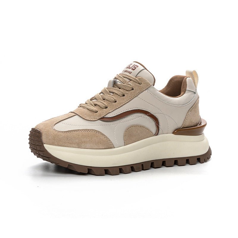 Women's Leather Platform Sports Casual Shoes $92.65 Dana Fashion Color: Brown Size: 35 Women's shoes Product information: Pattern: stripes Applicable sports: Universal Lening material: Microfiber Color: brown, pink Upper height: low top Very height: mid h