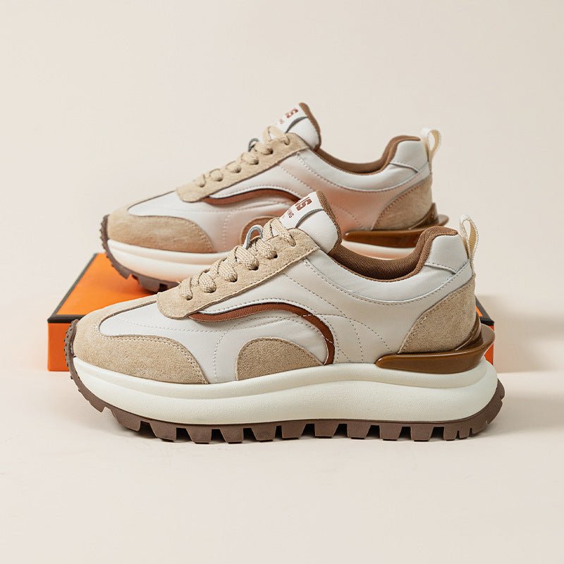 Women's Leather Platform Sports Casual Shoes $92.65 Dana Fashion Color: Brown Size: 35 Women's shoes Product information: Pattern: stripes Applicable sports: Universal Lening material: Microfiber Color: brown, pink Upper height: low top Very height: mid h