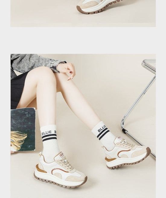 Women's Leather Platform Sports Casual Shoes $92.65 Dana Fashion Color: Brown Size: 35 Women's shoes Product information: Pattern: stripes Applicable sports: Universal Lening material: Microfiber Color: brown, pink Upper height: low top Very height: mid h