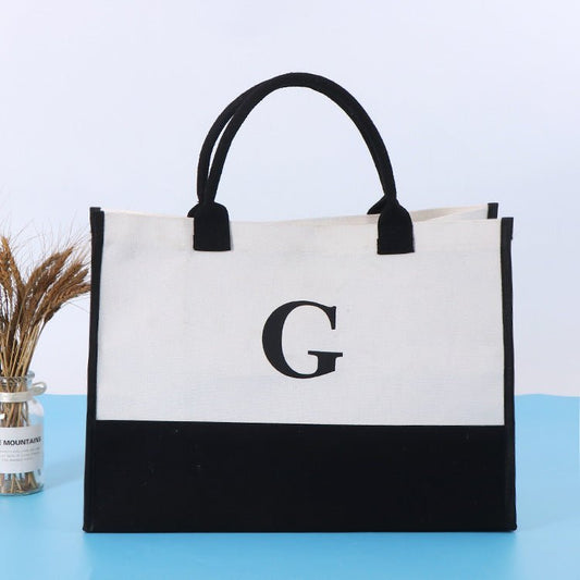 Women's Letter Canvas Tote Bag $19.50 Dana Fashion Color: A Size: 40x15x30 Women's Bags Product information: Lining texture: canvas Color: Milky White a letter 40*15*30, Milky White B letter 40*15*30, Milky White C letter 40*15*30, Milky White letter D 40