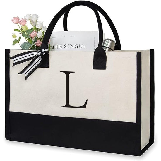 Women's Letter Canvas Tote Bag $19.50 Dana Fashion Color: L Size: 40x15x30 Women's Bags Product information: Lining texture: canvas Color: Milky White a letter 40*15*30, Milky White B letter 40*15*30, Milky White C letter 40*15*30, Milky White letter D 40