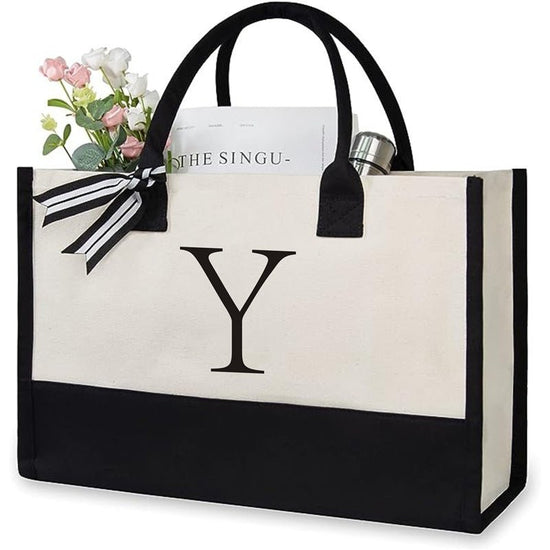 Women's Letter Canvas Tote Bag $19.50 Dana Fashion Color: Y Size: 40x15x30 Women's Bags Product information: Lining texture: canvas Color: Milky White a letter 40*15*30, Milky White B letter 40*15*30, Milky White C letter 40*15*30, Milky White letter D 40