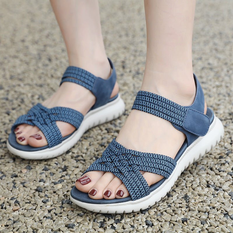 Women's Lightweight Sports Style Comfortable Elastic Plus Size Sandals $49.90 Dana Fashion Color: Sapphire Blue Size: 35 Women's shoes Product information: Lining material: Microfiber Toe holder shape: round head Color: Black, apricot, sapphire blue Shoe