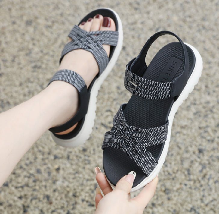 Women's Lightweight Sports Style Comfortable Elastic Plus Size Sandals $49.90 Dana Fashion Color: Black Size: 35 Women's shoes Product information: Lining material: Microfiber Toe holder shape: round head Color: Black, apricot, sapphire blue Shoe Upper ma