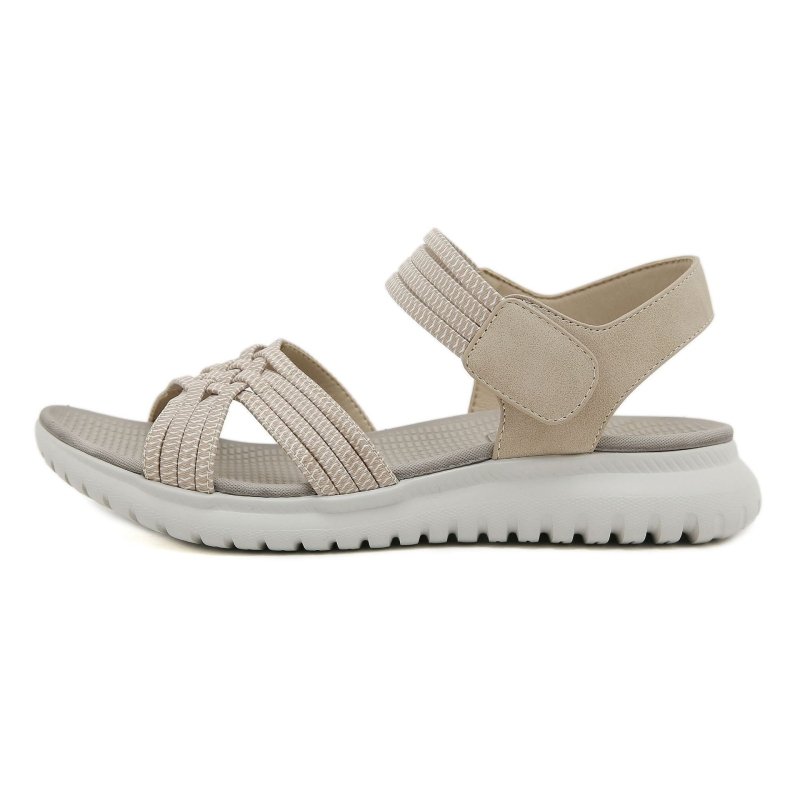 Women's Lightweight Sports Style Comfortable Elastic Plus Size Sandals $49.90 Dana Fashion Color: Apricot Size: 35 Women's shoes Product information: Lining material: Microfiber Toe holder shape: round head Color: Black, apricot, sapphire blue Shoe Upper