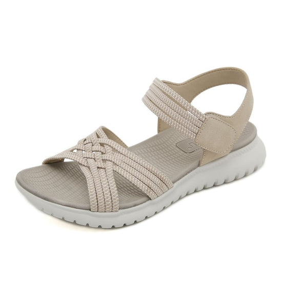 Women's Lightweight Sports Style Comfortable Elastic Plus Size Sandals $49.90 Dana Fashion Color: Apricot Size: 35 Women's shoes Product information: Lining material: Microfiber Toe holder shape: round head Color: Black, apricot, sapphire blue Shoe Upper
