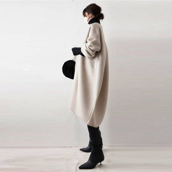 Women's Long Sleeve Mid-length Woolen Coat $33.17 Dana Fashion Color: Off White Size: L Women's clothing Product information: Pattern: solid color Size: S,M,L Version: Loose Main fabric composition: Cotton Length: medium length (65cm Applicable Gender: Fe