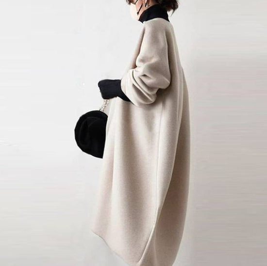 Women's Long Sleeve Mid-length Woolen Coat $33.17 Dana Fashion Color: Off White Size: L Women's clothing Product information: Pattern: solid color Size: S,M,L Version: Loose Main fabric composition: Cotton Length: medium length (65cm Applicable Gender: Fe