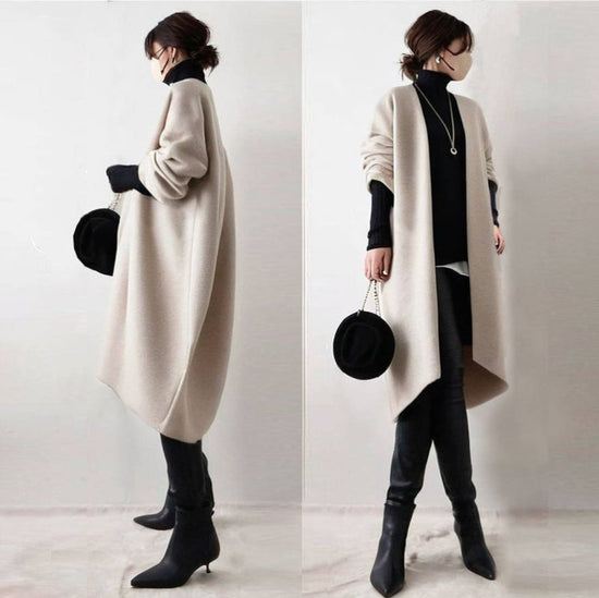 Women's Long Sleeve Mid-length Woolen Coat $33.17 Dana Fashion Color: Off White Size: L Women's clothing Product information: Pattern: solid color Size: S,M,L Version: Loose Main fabric composition: Cotton Length: medium length (65cm Applicable Gender: Fe