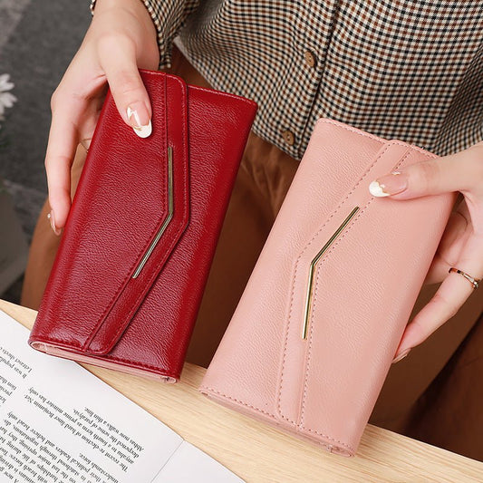 Women's Long Three-fold Stitching Fashion Multi-card-slot Leather Oil Wax Leather Large-capacity Wallet $23.81 Dana Fashion Color: Black Women's Bags Product information: Pattern: solid color Color: black, gray, brown, green, red, pink Function: ultra-lig