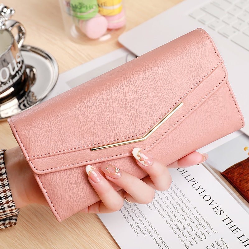 Women's Long Three-fold Stitching Fashion Multi-card-slot Leather Oil Wax Leather Large-capacity Wallet $23.81 Dana Fashion Color: Pink Women's Bags Product information: Pattern: solid color Color: black, gray, brown, green, red, pink Function: ultra-ligh