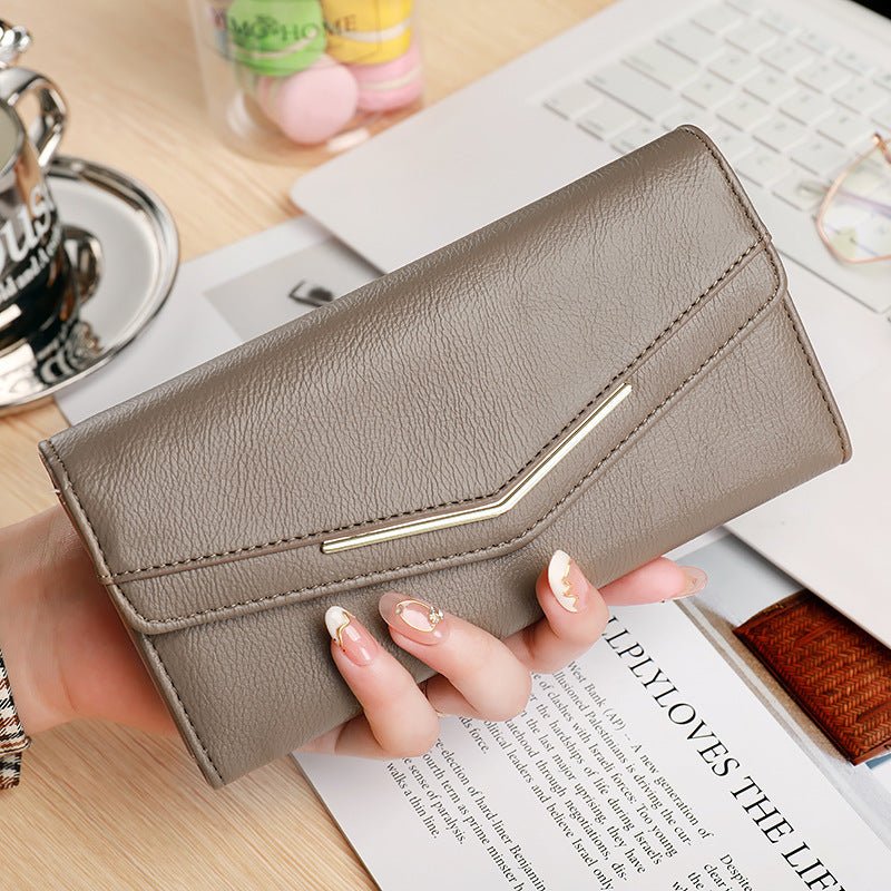 Women's Long Three-fold Stitching Fashion Multi-card-slot Leather Oil Wax Leather Large-capacity Wallet $23.81 Dana Fashion Color: Gray Women's Bags Product information: Pattern: solid color Color: black, gray, brown, green, red, pink Function: ultra-ligh