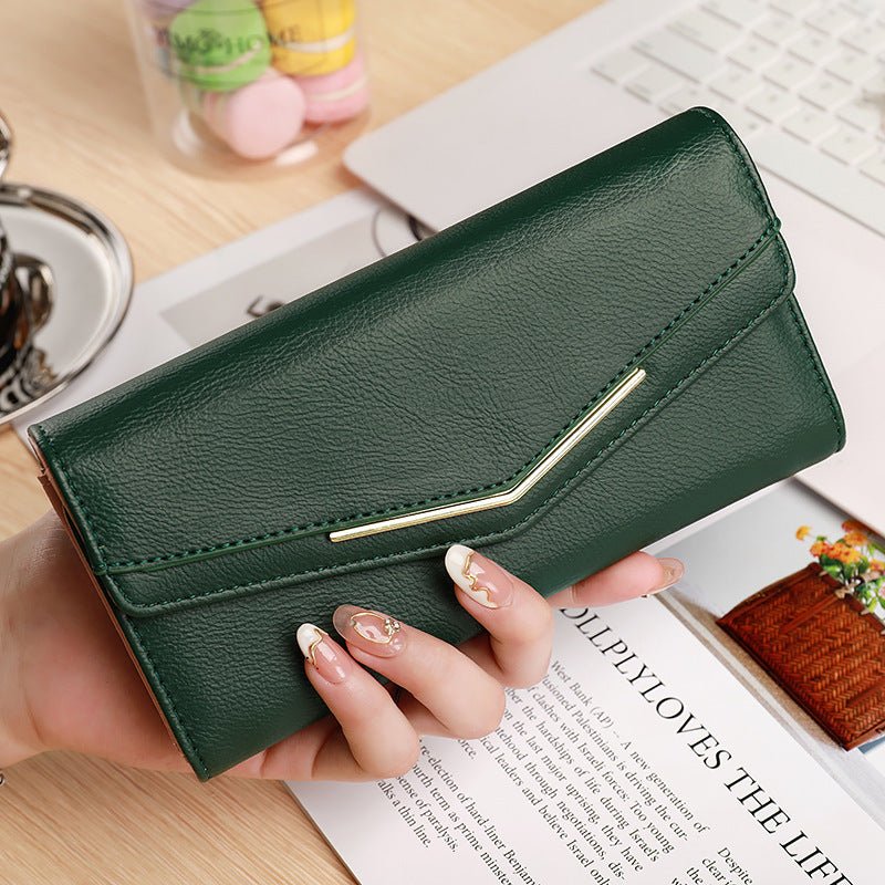 Women's Long Three-fold Stitching Fashion Multi-card-slot Leather Oil Wax Leather Large-capacity Wallet $23.81 Dana Fashion Color: Green Women's Bags Product information: Pattern: solid color Color: black, gray, brown, green, red, pink Function: ultra-lig
