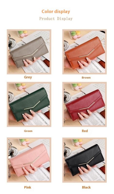 Women's Long Three-fold Stitching Fashion Multi-card-slot Leather Oil Wax Leather Large-capacity Wallet $23.81 Dana Fashion Color: Black Women's Bags Product information: Pattern: solid color Color: black, gray, brown, green, red, pink Function: ultra-lig
