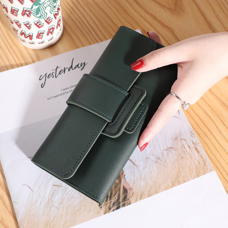Women's Long Wallet Tri-fold Clutch Large Capacity $11.02 Dana Fashion Color: Dark green Women's Bags Product information: Pattern: solid color Lining texture: Polyester Color: red, light gray, black, dark pink, light pink, light purple, light blue, dark