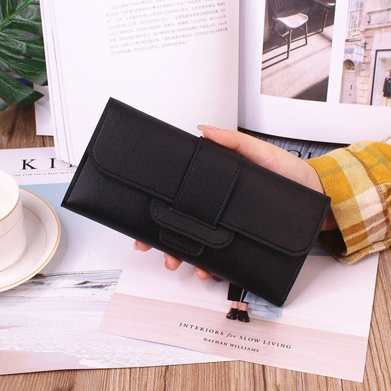 Women's Long Wallet Tri-fold Clutch Large Capacity $10.96 Dana Fashion Color: Black Women's Bags Product information: Pattern: solid color Lining texture: Polyester Color: red, light gray, black, dark pink, light pink, light purple, light blue, dark green