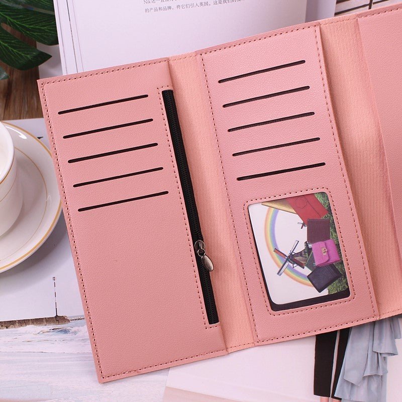 Women's Long Wallet Tri-fold Clutch Large Capacity $10.96 Dana Fashion Color: Black Women's Bags Product information: Pattern: solid color Lining texture: Polyester Color: red, light gray, black, dark pink, light pink, light purple, light blue, dark green