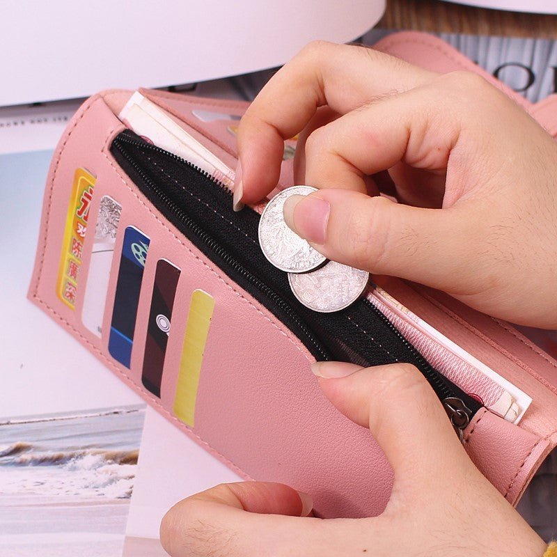 Women's Long Wallet Tri-fold Clutch Large Capacity $10.96 Dana Fashion Color: Black Women's Bags Product information: Pattern: solid color Lining texture: Polyester Color: red, light gray, black, dark pink, light pink, light purple, light blue, dark green