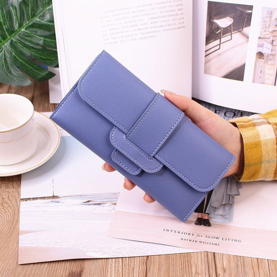 Women's Long Wallet Tri-fold Clutch Large Capacity $10.96 Dana Fashion Color: Light Blue Women's Bags Product information: Pattern: solid color Lining texture: Polyester Color: red, light gray, black, dark pink, light pink, light purple, light blue, dark