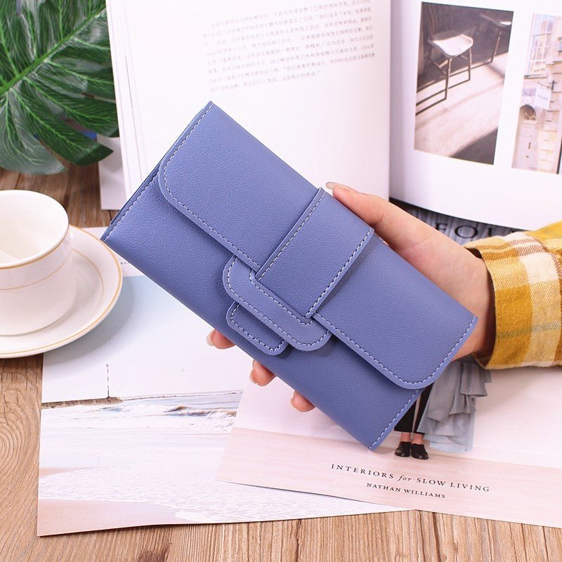 Women's Long Wallet Tri-fold Clutch Large Capacity $10.96 Dana Fashion Color: Light Blue Women's Bags Product information: Pattern: solid color Lining texture: Polyester Color: red, light gray, black, dark pink, light pink, light purple, light blue, dark