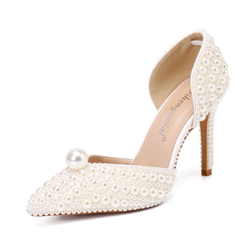Women's Low-cut Pointed-toe Stilettos Pearl Wedding Shoes $87.38 Dana Fashion Color: Beige Size: 35 Women's shoes Product information: Lining material: imitation leather Color: white, Milky White Upper height: tall crown Heel height: mid heel (3-5CM) Heel