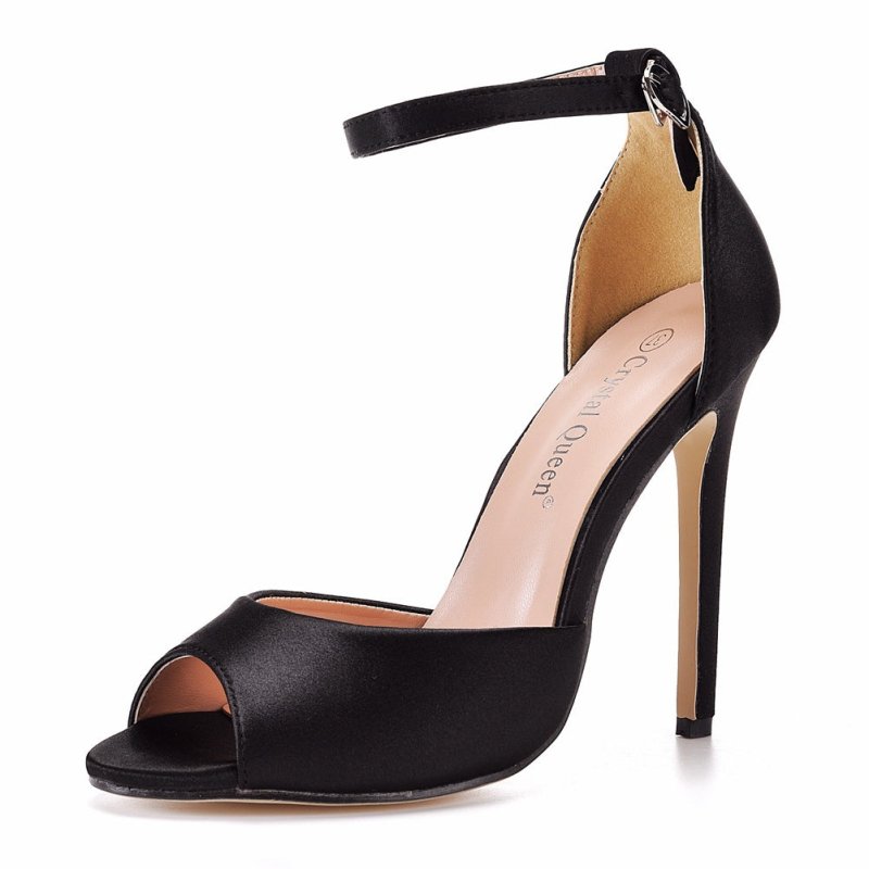 Women's Low-cut Stiletto Heel Round-toe Sandles $47.64 Dana Fashion Color: Black Silk Surface Size: 35 Women's shoes Product information: Scaffold shape: Fish Mouth Color: white leather surface, black silk surface Shoe top material: PU Size: 35.36, 37.38,