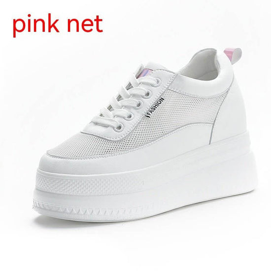 Women's Muffin Breathable Height Increasing Insole Shoes $85.50 Dana Fashion Color: Pink Net size: 34 Women's shoes Product information: Applicable sports: Universal Toe holder shape: Round head Color: Pink net, white net, color net, pink pumps, white thi