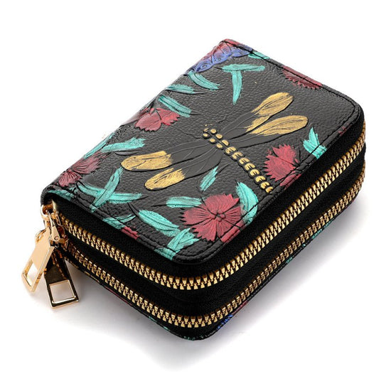 Women's Multiple Card Slots Hand-painted Wallet Double Layer $18.43 Dana Fashion Color: Dragonfly Flower Women's Bags Product information: Pattern: Flowers Lining texture: Polyester Color: Rose, Dragonfly, Magnolia, small flower Function: waterproof, ultr