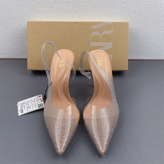 Women's Natural Color Shiny Ornament Rhinestone Pointed Toe Low-cut High Heels $63.80 Dana Fashion Color: Natural Color Size: 35 Women's shoes Product information: Pattern: solid color Lining material: Microfiber Color: natural color Upper height: low top