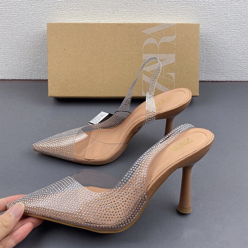 Women's Natural Color Shiny Ornament Rhinestone Pointed Toe Low-cut High Heels $63.80 Dana Fashion Color: Natural Color Size: 35 Women's shoes Product information: Pattern: solid color Lining material: Microfiber Color: natural color Upper height: low top