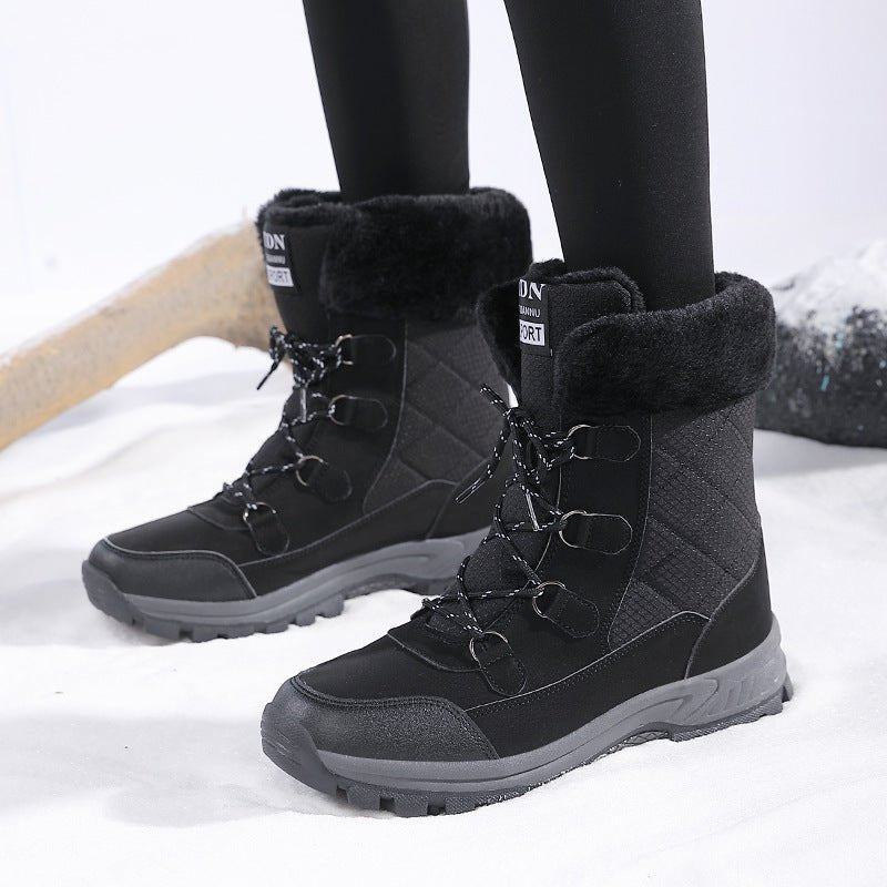 Women's New Winter Fleece-lined Thickened Non-slip Snow Boots $60.50 Dana Fashion Color: Black Size: 36 Women's shoes Product information: Lining material: wool lining Color: 2256 White, 2256 Black Upper height: tall crown Heel height: 3-5 Length of socks