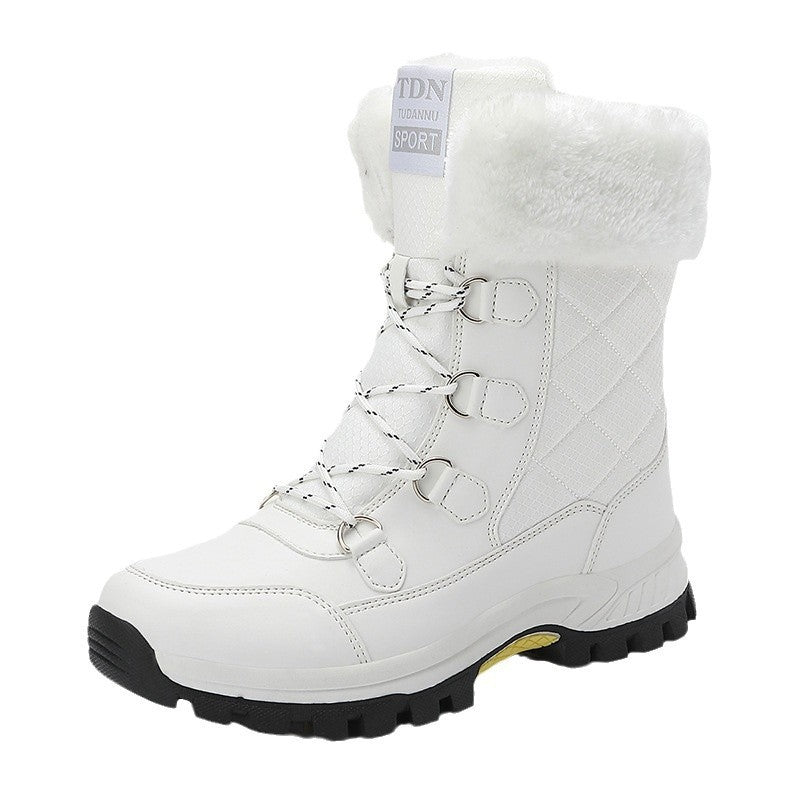 Women's New Winter Fleece-lined Thickened Non-slip Snow Boots $60.50 Dana Fashion Color: Black Size: 36 Women's shoes Product information: Lining material: wool lining Color: 2256 White, 2256 Black Upper height: tall crown Heel height: 3-5 Length of socks