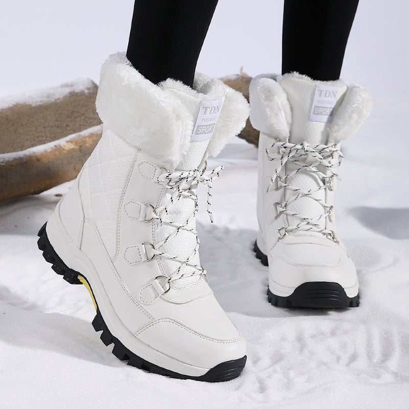 Women's New Winter Fleece-lined Thickened Non-slip Snow Boots $60.50 Dana Fashion Color: Black Size: 36 Women's shoes Product information: Lining material: wool lining Color: 2256 White, 2256 Black Upper height: tall crown Heel height: 3-5 Length of socks