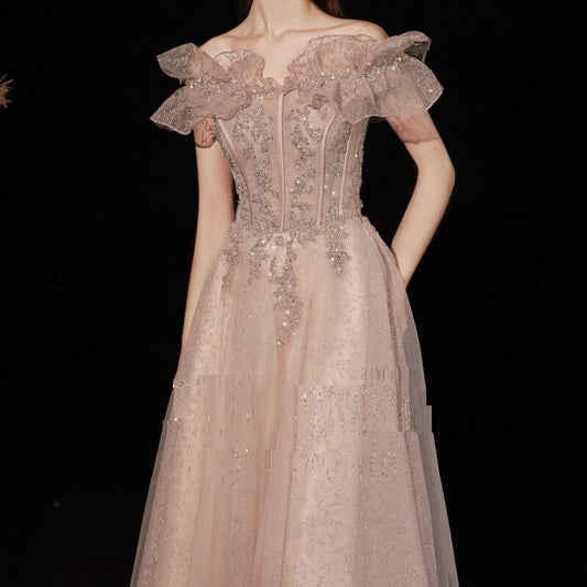 Women's Off Shoulder Dinner Dress $419.00 Dana Fashion Color: Pink Size: L Women's clothing Product information: Size: XS, S, M, L Fabric: Skin friendly fabric Style: Korean version Popular element: straps Color classification: Pink Dingzhu: crystal tube