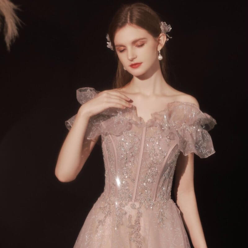 Women's Off Shoulder Dinner Dress $419.00 Dana Fashion Color: Pink Size: L Women's clothing Product information: Size: XS, S, M, L Fabric: Skin friendly fabric Style: Korean version Popular element: straps Color classification: Pink Dingzhu: crystal tube