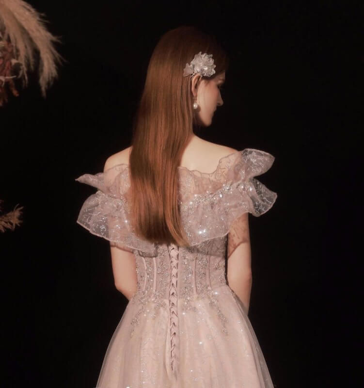 Women's Off Shoulder Dinner Dress $419.00 Dana Fashion Color: Pink Size: L Women's clothing Product information: Size: XS, S, M, L Fabric: Skin friendly fabric Style: Korean version Popular element: straps Color classification: Pink Dingzhu: crystal tube