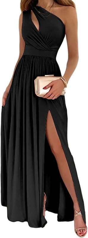 Women's One Shoulder High Split Cutout Sleeveless Elegant Sexy Cocktail Maxi Dress $45.50 Dana Fashion Colour: Apricot Size: 2XL Women's clothing Soft fabric Imported Pull On closure Hand wash or machine wash. Do not bleach. Fabric: Sleeveless elegant par