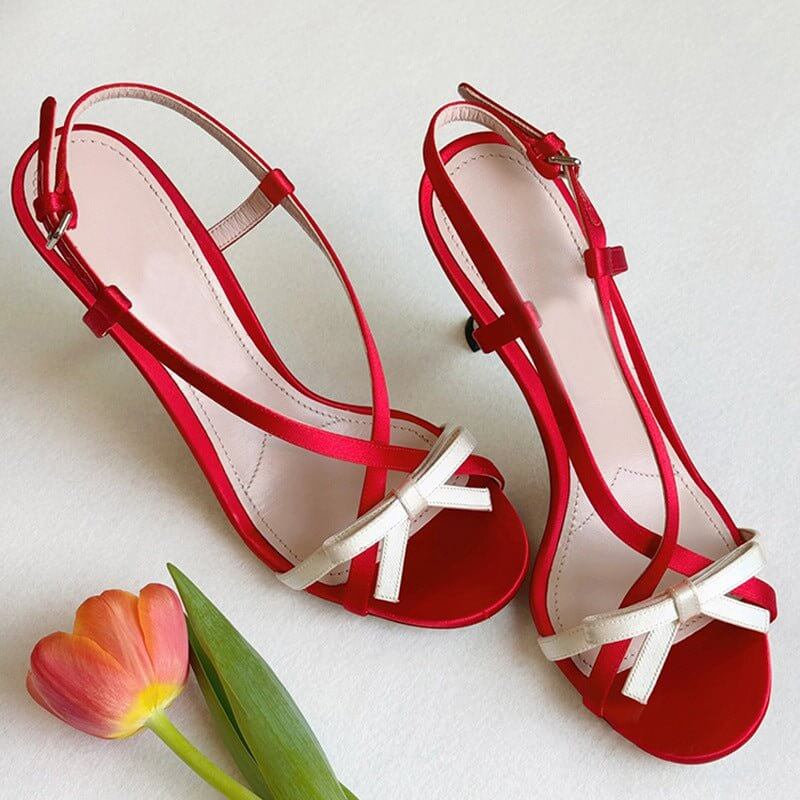 Women's Open Toe Stilettos Bow Buckle Sandals $96.90 Dana Fashion Color: Black Size: 35 Women's shoes Product information: Toe holder shape: square head Color: black, red Shoe Upper material: Satin Size: 35,36,37,38,39 Style: Sweet Packing list: Sandals *